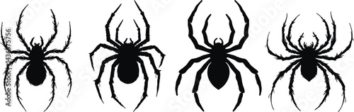 Creepy Crawlers in Nature's Web, Illustration for Halloween Theme