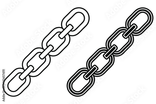 Isolated Chain Links, Seamless Black Outline, Security Concept, Symbol on White