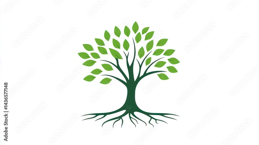 Obraz premium Green Tree Logo on White Background (5)