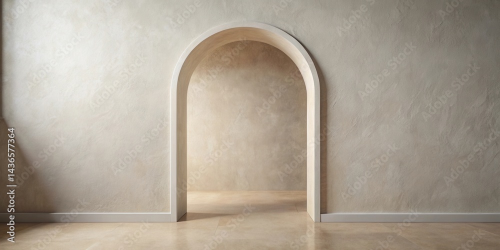 Elegant arched doorway in a room with neutral tones and textured walls