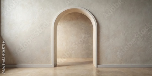 Obraz na płótnie Elegant arched doorway in a room with neutral tones and textured walls w salonie