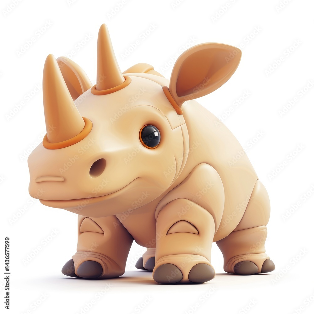 Naklejka premium Cute, stylized rhino character design.