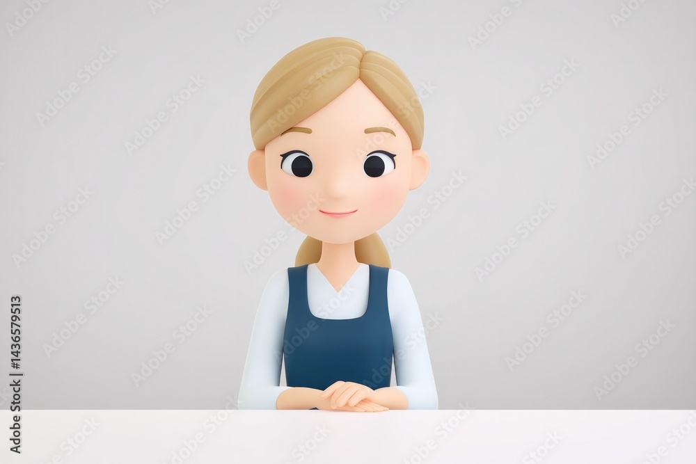 3d cartoon illustration of friendly retail sales consultant showcasing cheerful customer service demeanor 3d cartoon illustration of friendly retail sales consultant showcasing cheerful customer service demeanor