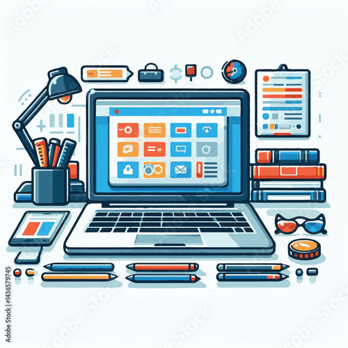 computer, laptop, business, technology, digital, internet, pc, monitor, notebook, communication, screen, modern, desktop, work, background, isolated, blank, display, keyboard, mockup, front, object, d