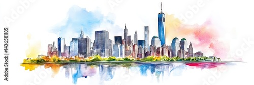 watercolor new york city downtown skyline  © Brian
