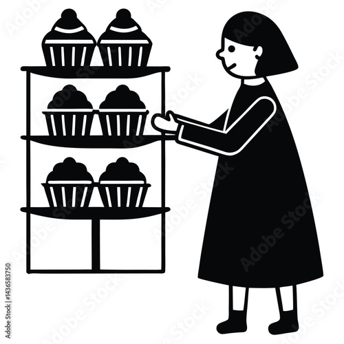 granddaughter choosing cupcakes at a bakery cozy