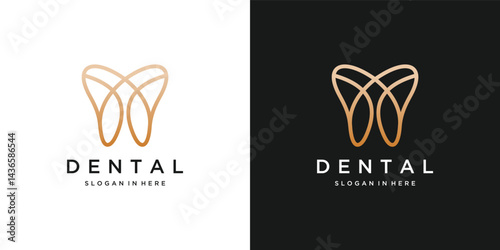 Abstract line Dental medical health logo icon design