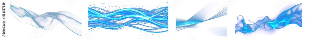 PNG Dynamic blue abstract waves, element set on transparent background