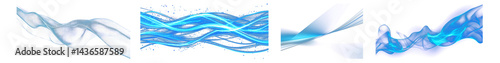 Obraz na płótnie PNG Dynamic blue abstract waves, element set on transparent background w salonie