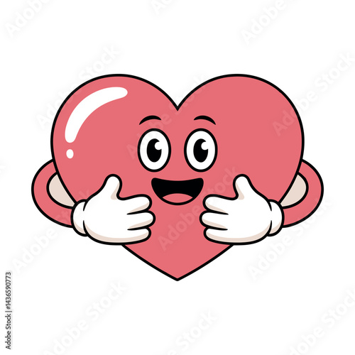 Cartoon Heart Character Giving Thumbs Up Gesture In A Positive And Cheerful Expression Of Love And Approval