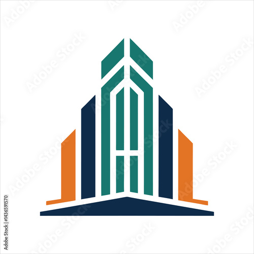 Modern Building Logo Vector Art on White Background