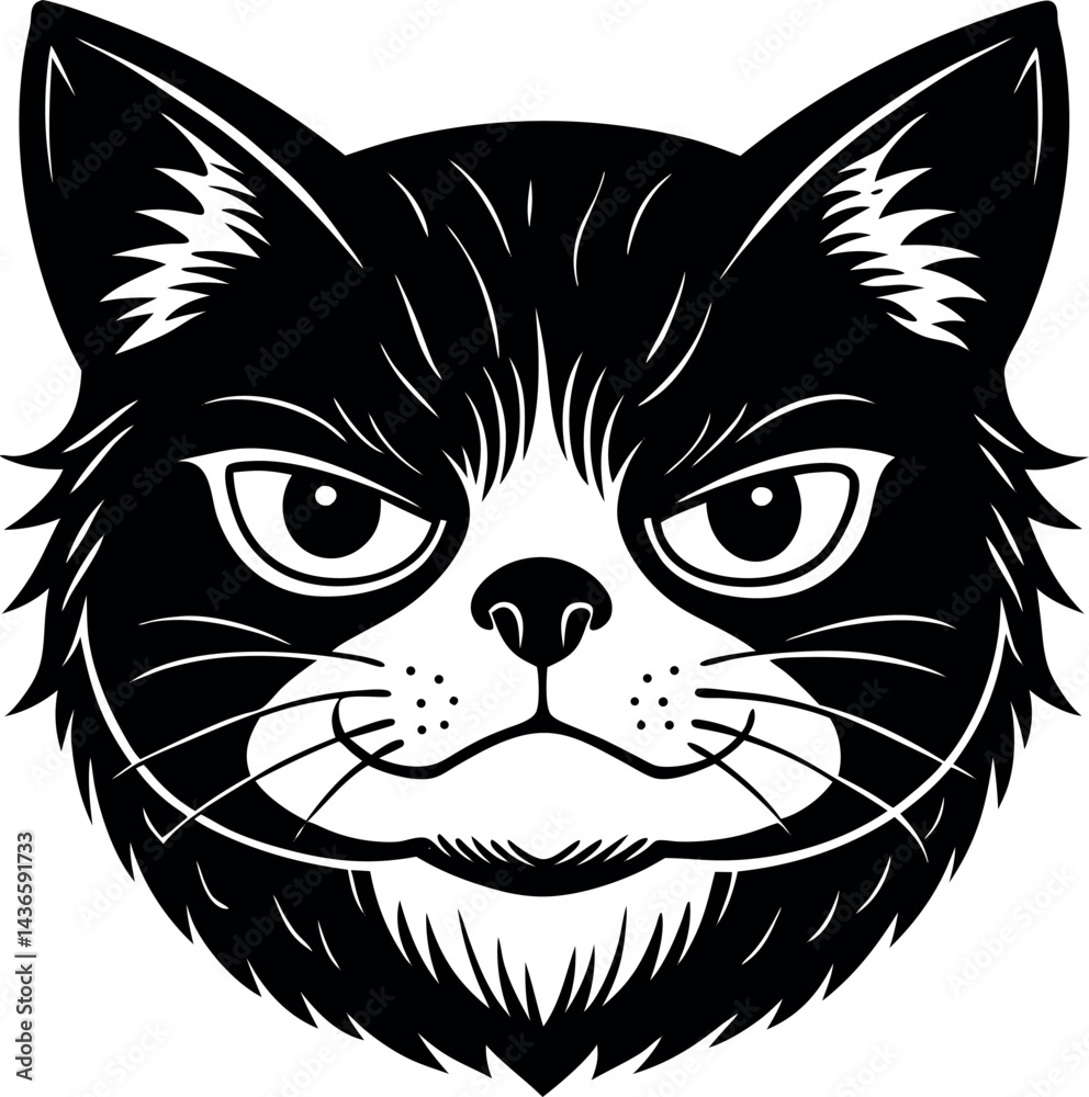 Obraz premium Grumpy Cat Head Cartoon