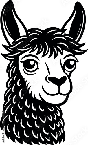 Curious Llama Head Cartoon