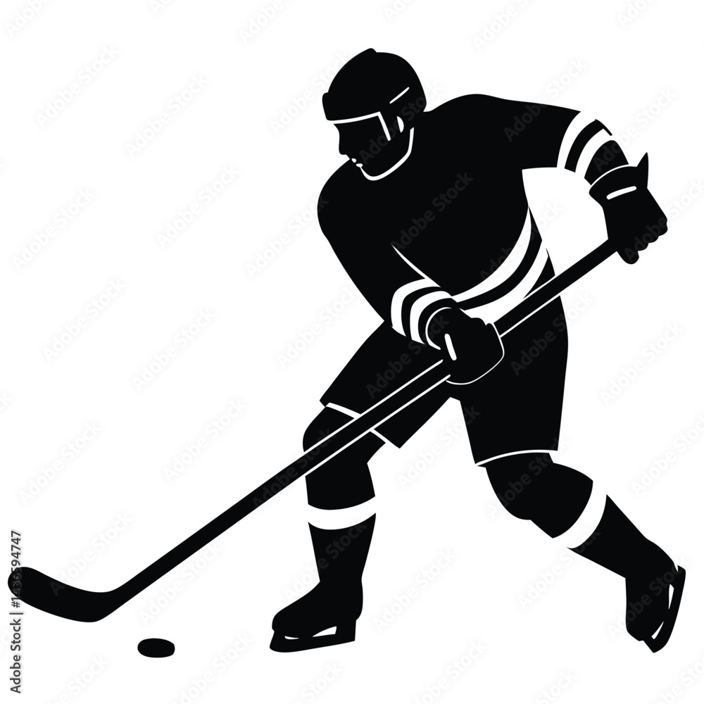 Fototapeta premium Player Shooting Slapshot At Full Power Vector