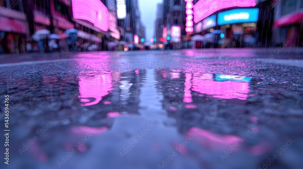 custom made wallpaper toronto digitalRainy City Street Reflections