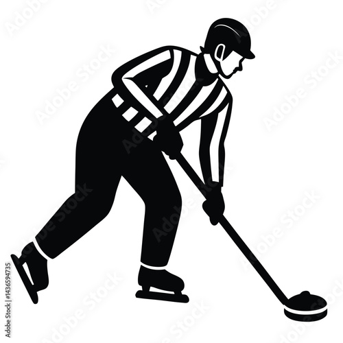 Photography Linesman Dropping Puck At Faceoff Vector