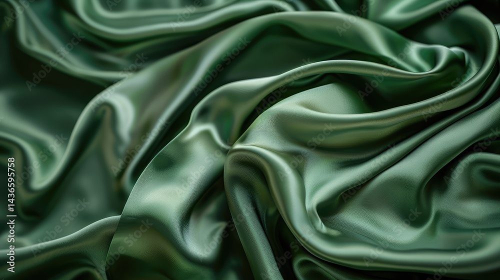 Obraz premium Soft, flowing abstract background of green fabric, delicate texture, artistic fabric concept.