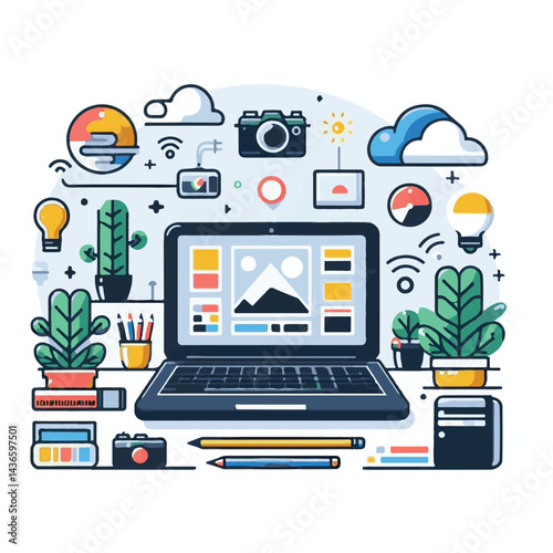 computer, laptop, business, technology, digital, internet, pc, monitor, notebook, communication, screen, modern, desktop, work, background, isolated, blank, display, keyboard, mockup, front, object, d