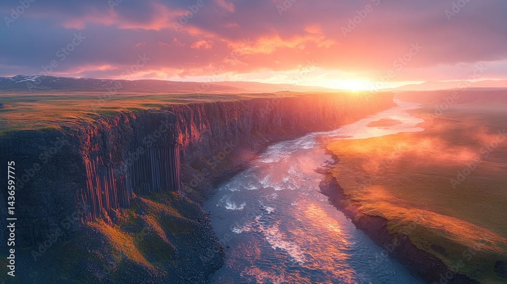 Fototapeta premium Majestic sunset over a dramatic Icelandic canyon