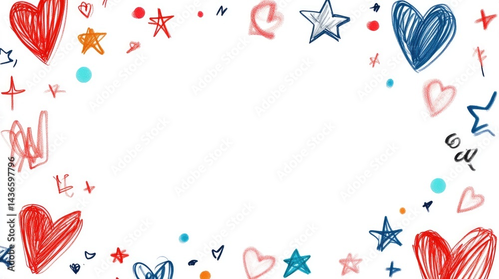 Naklejka premium Abstract hearts and stars border design