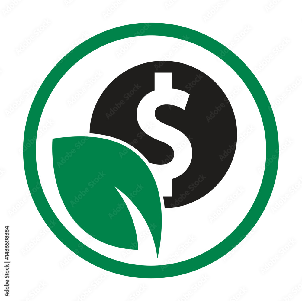 Obraz premium Coin and leaf logo combination. Money and eco symbol or icon.