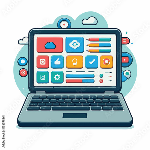 computer, laptop, business, technology, digital, internet, pc, monitor, notebook, communication, screen, modern, desktop, work, background, isolated, blank, display, keyboard, mockup, front, object, d