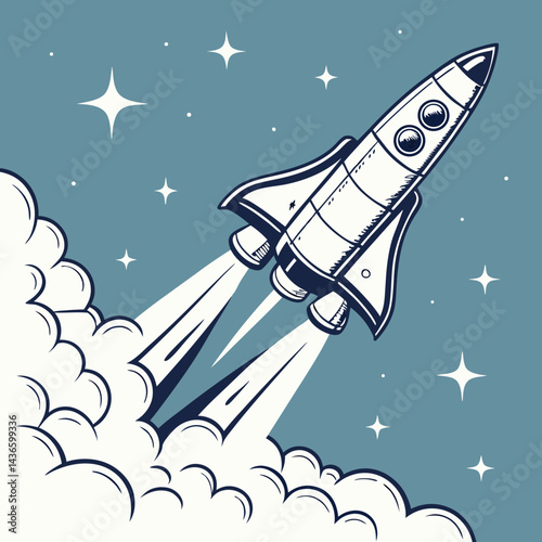Fototapeta Naklejka Na Ścianę i Meble -  cartoon rocket in space