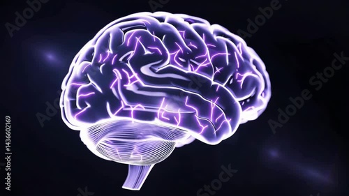 3D animation of the emergence of neural connections in the human brain