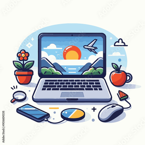 computer, laptop, business, technology, digital, internet, pc, monitor, notebook, communication, screen, modern, desktop, work, background, isolated, blank, display, keyboard, mockup, front, object, d