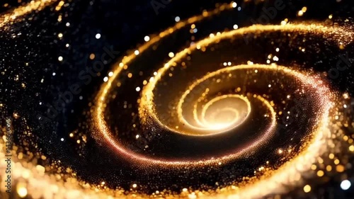 Milky Way galaxy, with golden and silver glittering stars swirling in space