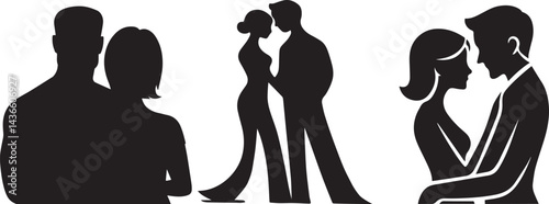 Silhouette of couples in different relationships