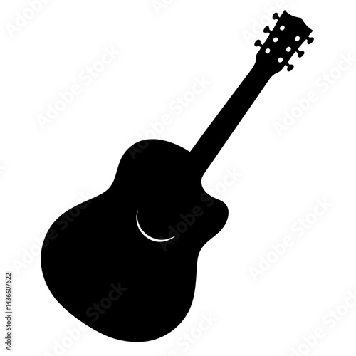 Silhouette of a cutaway acoustic guitar, a simple representation of music
