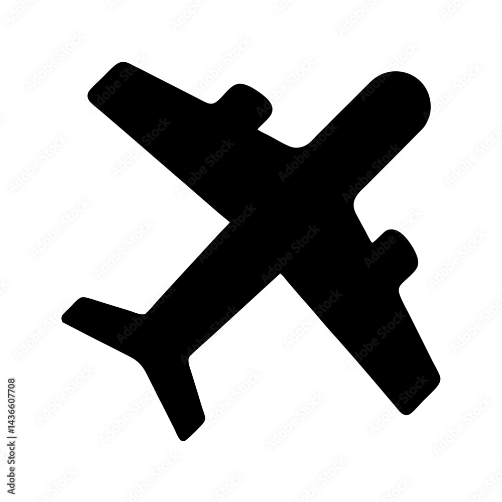 Obraz premium Simple Black and White Airplane Icon, Representing Travel and Transportation Services