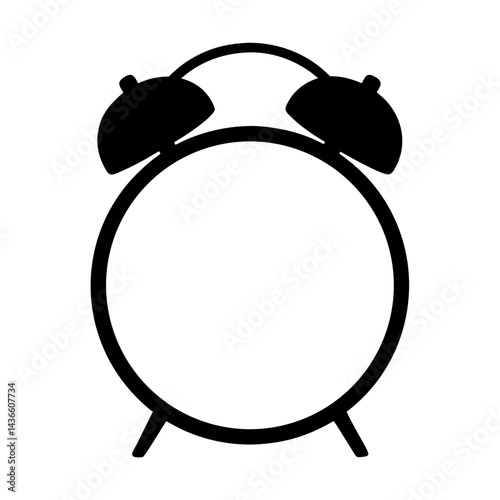 Silhouette of a retro alarm clock with classic twin bell design