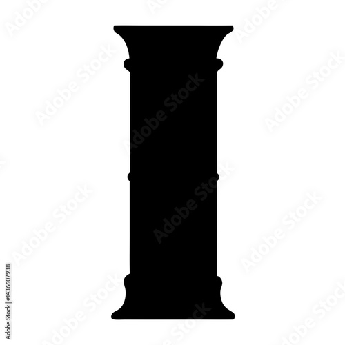 Silhouette of a classical architectural column on a white background design