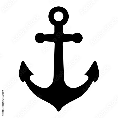 Black anchor icon symbolizing maritime navigation safety and harbor security