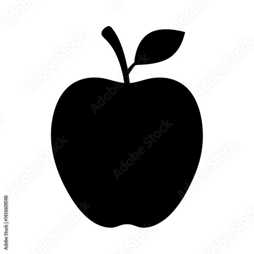 A minimalist and appealing graphic of a single black apple design