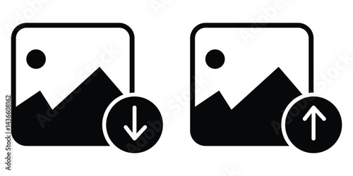 Download and upload image icon vector on white background