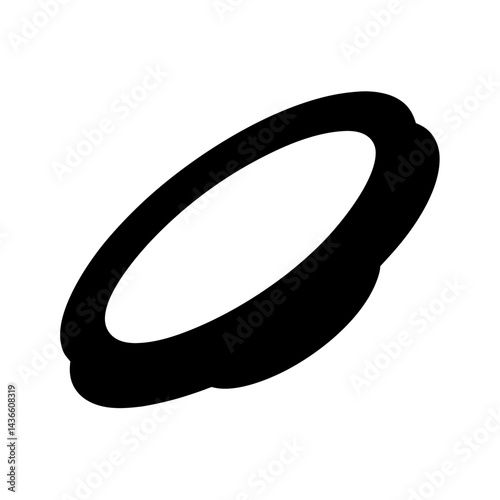 Simple black ring shape with white space in the middle and perspective view