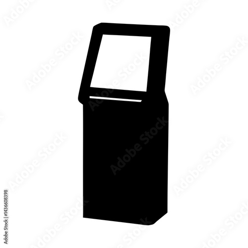 Isolated Black Silhouette of an Interactive Information Kiosk for Public Use
