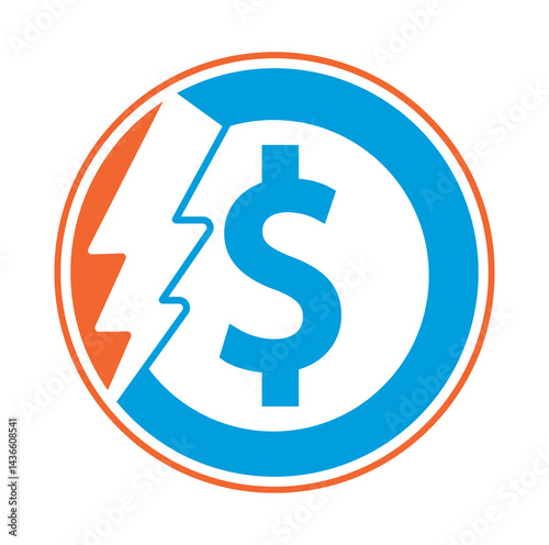 Thunder Money logo vector template. flash dollar logo design icon vector illustration.