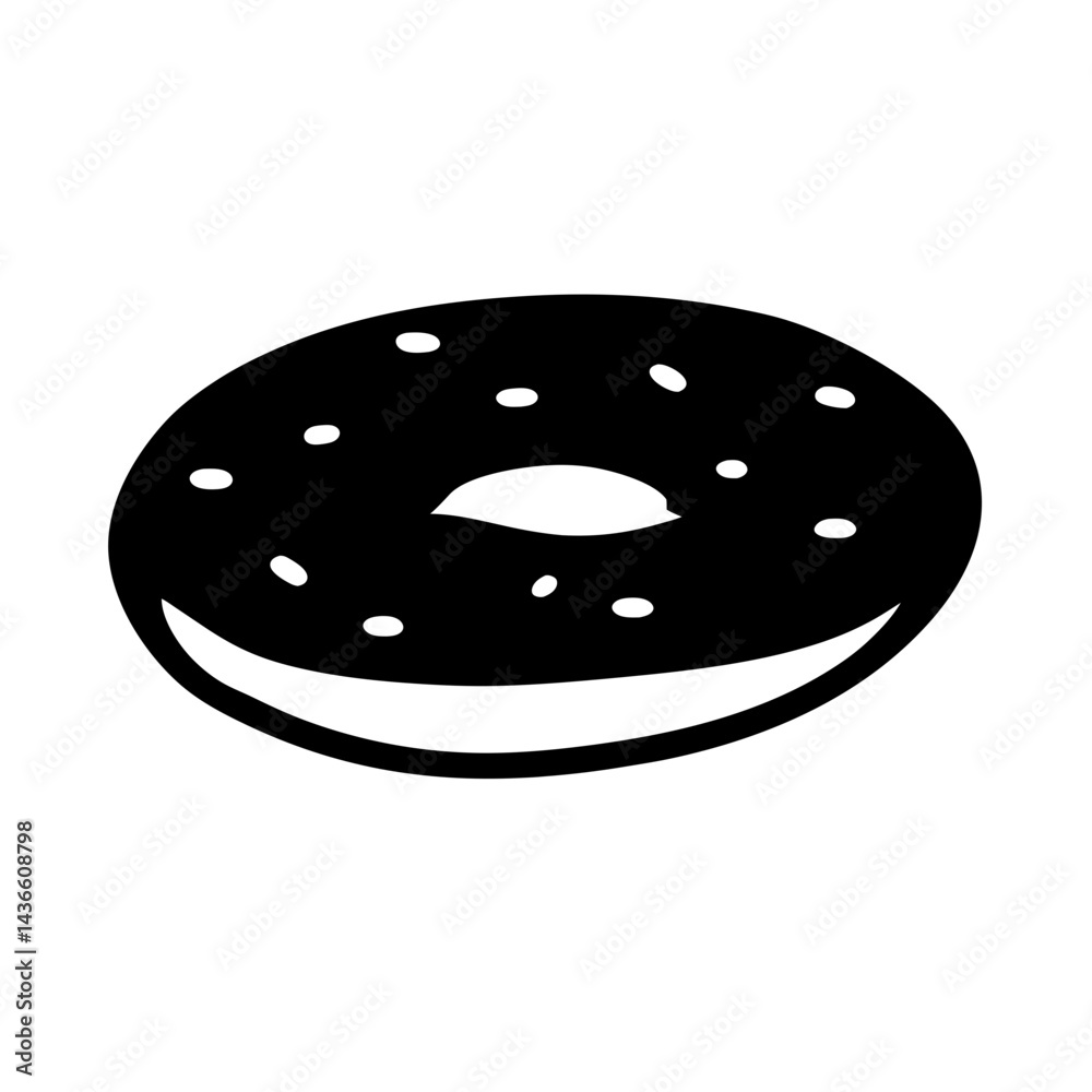 Monochrome Vector Illustration of a Delicious Donut with Sprinkles and Frosting Monochrome Vector Illustration of a Delicious Donut with Sprinkles and Frosting