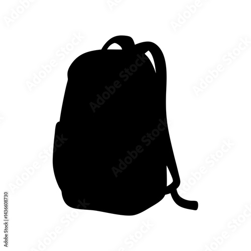 Silhouette of a backpack with shoulder straps and carry handle on top