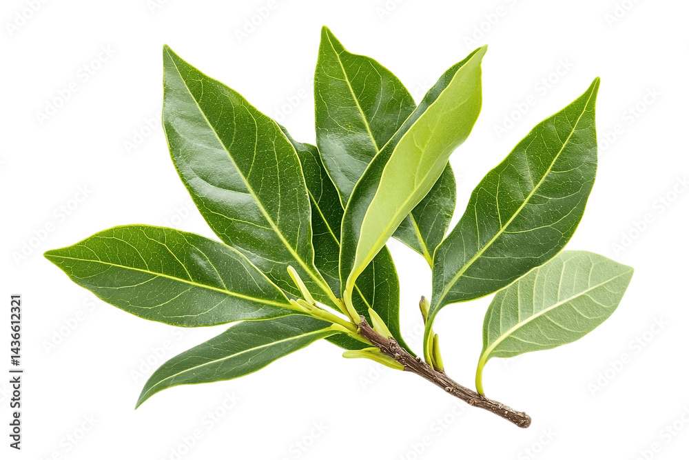 Fototapeta premium Dark green bay leaves with shine