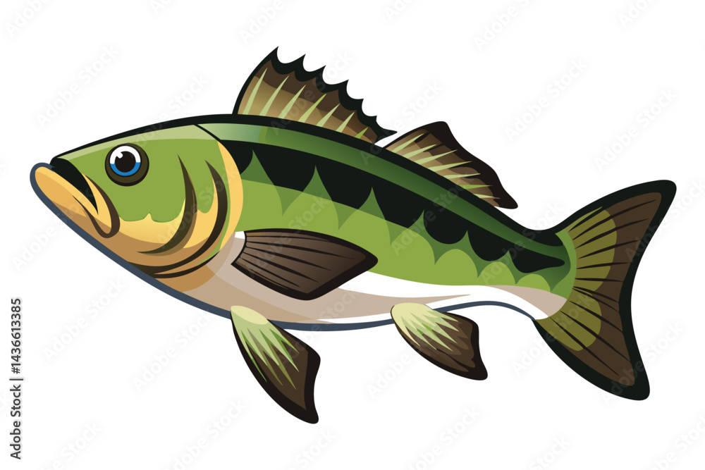 Vector Illustration of a Bass Fish Isolated on White Background. Vector Illustration of a Bass Fish Isolated on White Background.