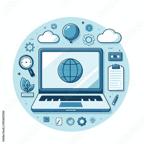 computer, laptop, business, technology, digital, internet, pc, monitor, notebook, communication, screen, modern, desktop, work, background, isolated, blank, display, keyboard, mockup, front, object, d