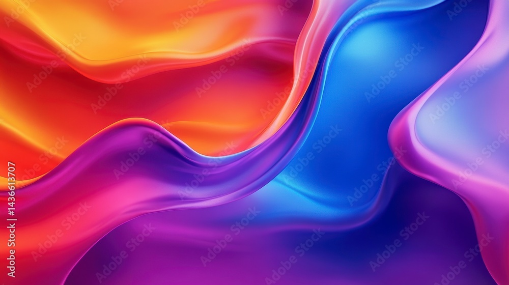 Naklejka premium Abstract vibrant colors flowing in waves, dynamic motion, smooth texture, background.