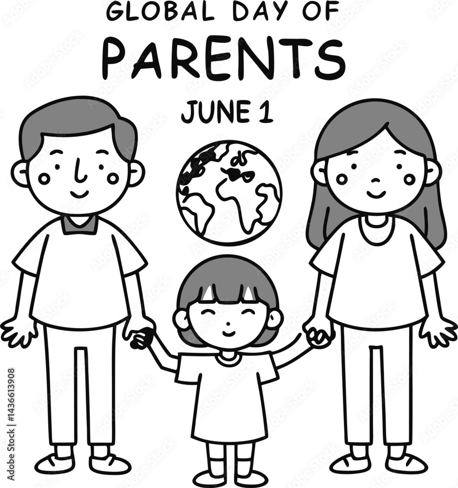 Global Day of Parents Celebration with Family Outline Design Global Day of Parents Celebration with Family Outline Design