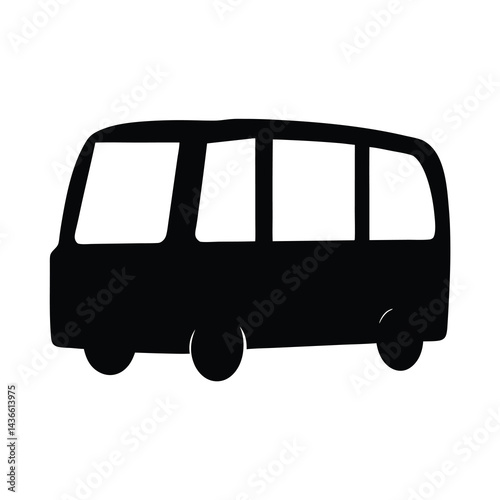 Silhouette of a Passenger Van Ready to Transport People on an Adventure