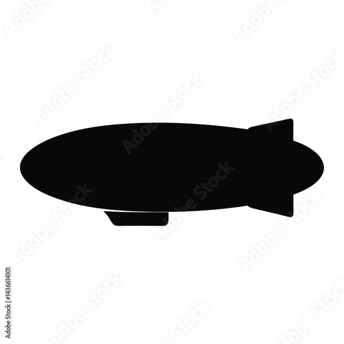 Stylized Black Silhouette Illustration of an Airship with Propeller and Rudder